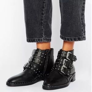 ASOS ASHER Leather Studded Ankle Boots - OFFERS WELCOME